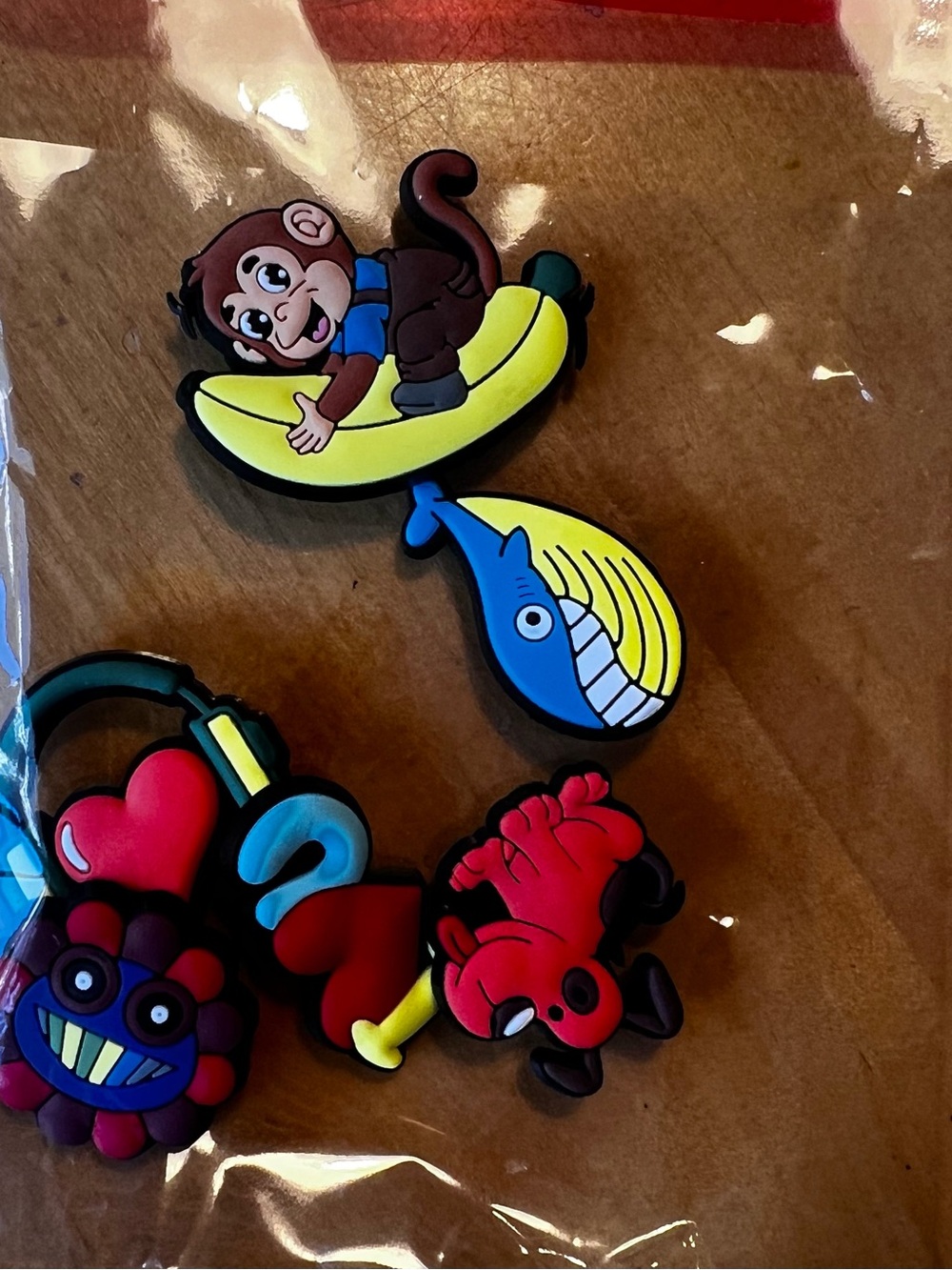 Lot of 6 PVC Shoe Charms Jibbitz Style Monkey Whale Heart Dog Flower Croc